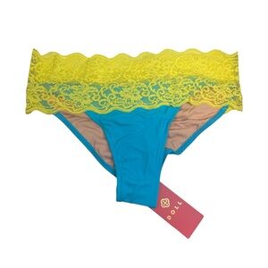 Doll Swimwear Lanai Aqua & Yellow Lace Classic Band Bikini Bottom
